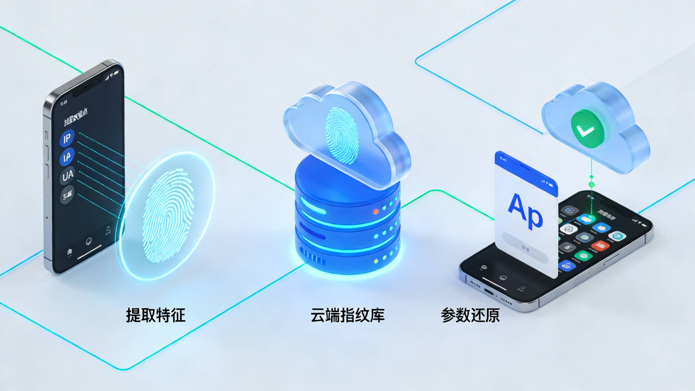 基于多维设备指纹匹配的App传参安装技术逻辑图