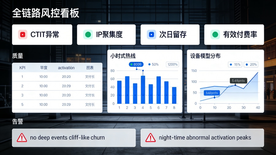 用于识别机房刷量异常的全渠道统计与风控看板