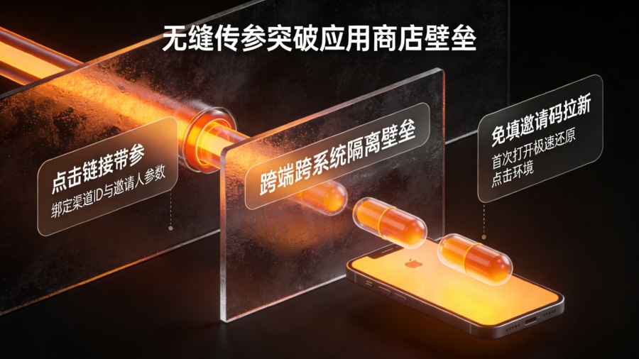 私域裂变场景中利用无缝传参技术穿透应用商店壁垒实现免填邀请码拉新原理