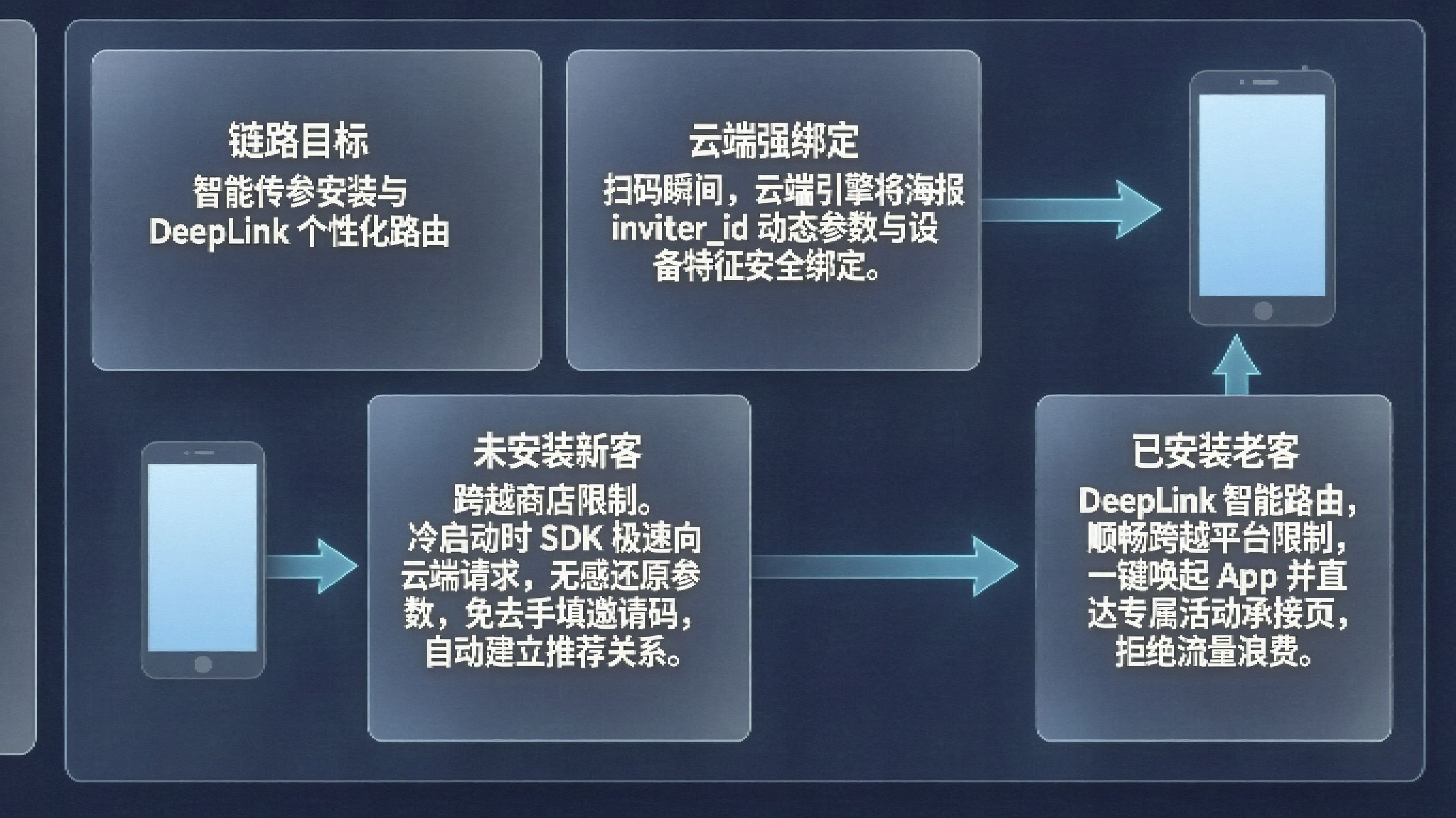 App 智能传参安装底层穿透防断流与 DeepLink 千人千面老客唤醒路由链路
