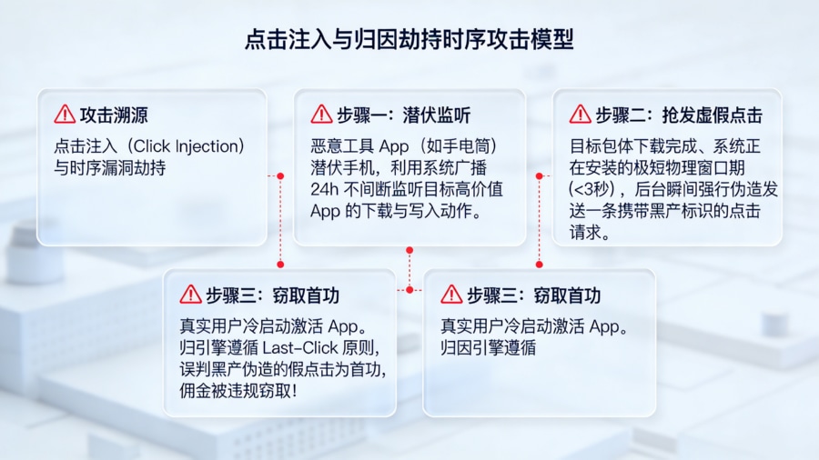 移动端广告反作弊原理解析:点击注入与归因劫持时序漏洞模型