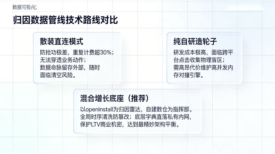 归因架构横向评测:散装平台直连、自研采集与混合增长数据底座核心对比矩阵
