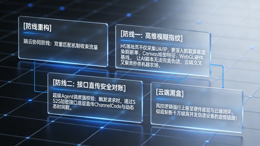 防御 AI 伪造设备：落地页模糊指纹与 ChannelCode 接口直传的双重匹配归因架构