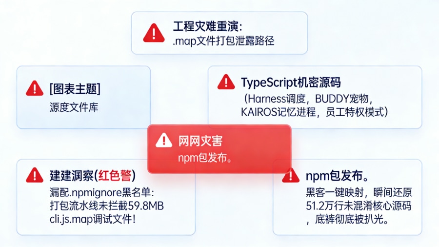 Anthropic cli.js.map 漏删导致的 npm 打包泄露与 51 万行代码还原路径图