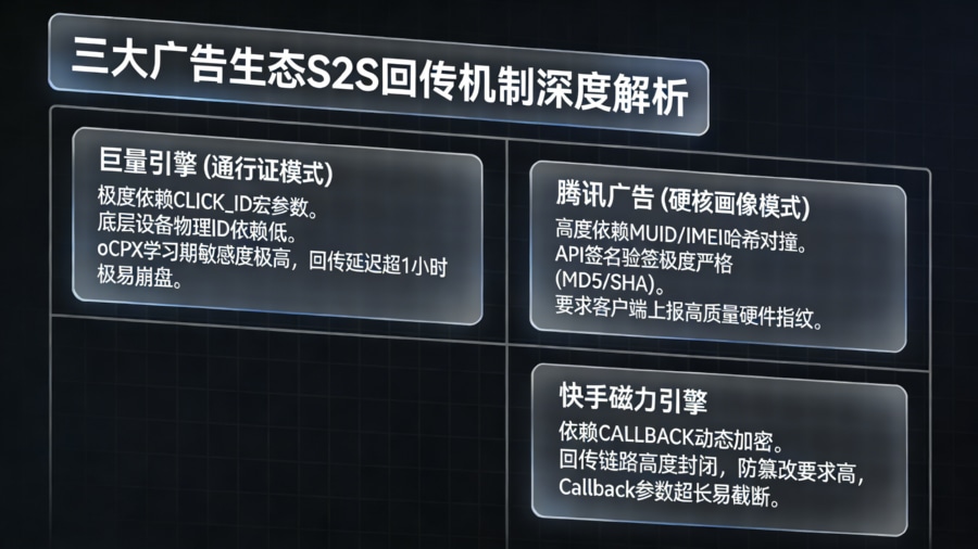 巨量引擎、腾讯广告、快手磁力引擎 S2S 回传机制与 API 鉴权架构特征深度对比