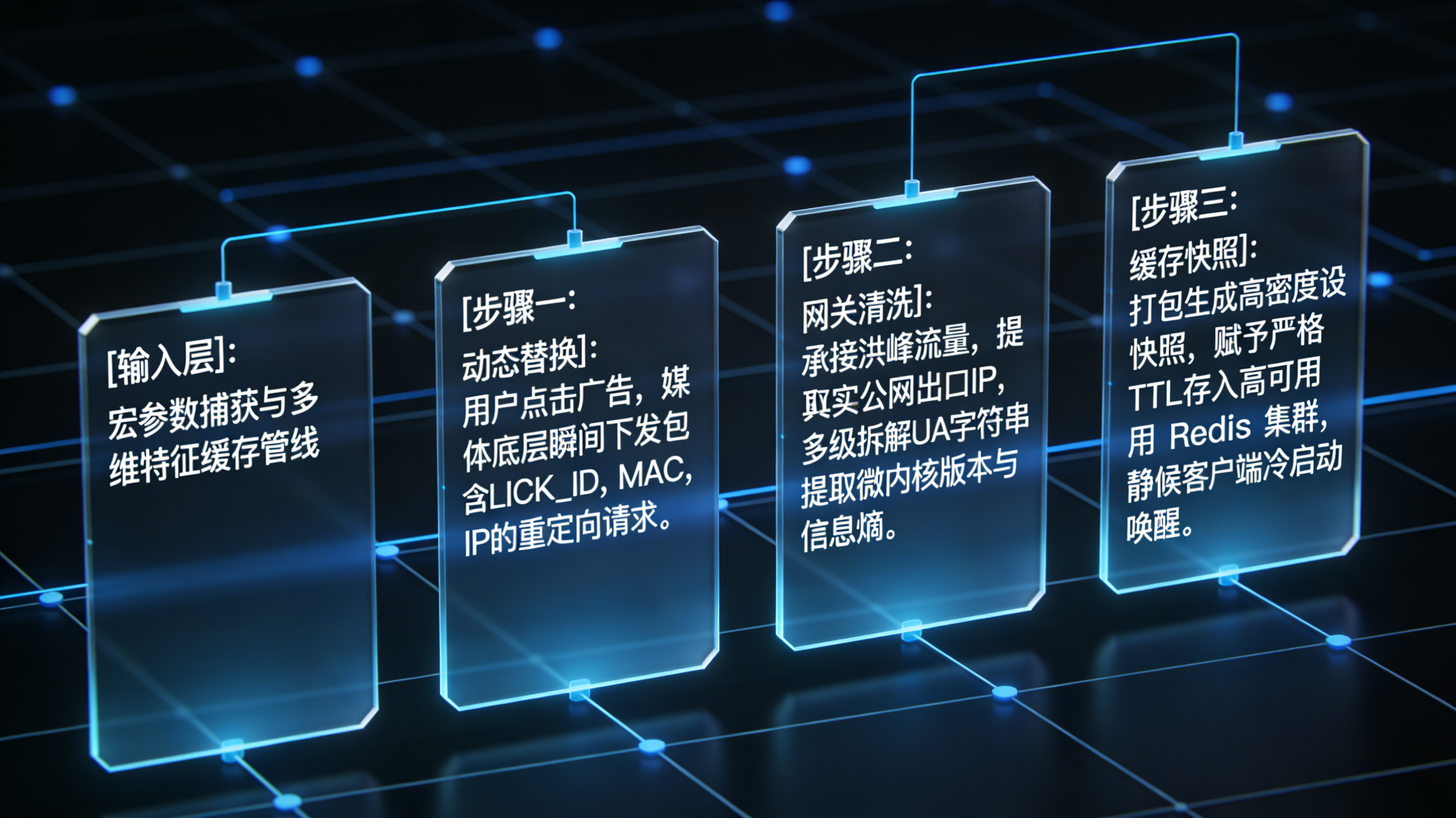 广告点击宏参数动态替换、网关清洗与高密度设备特征快照缓存管线