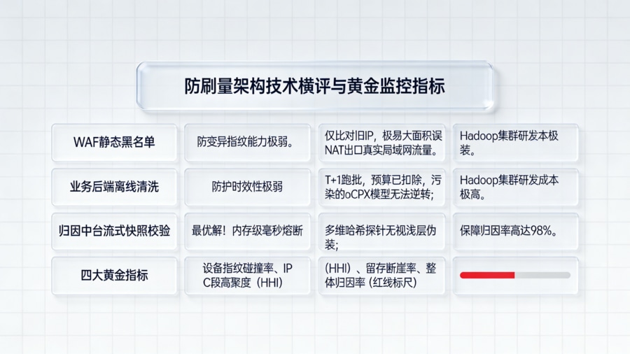 主流防刷量识别架构技术横评矩阵与反作弊风控系统四大核心评估指标