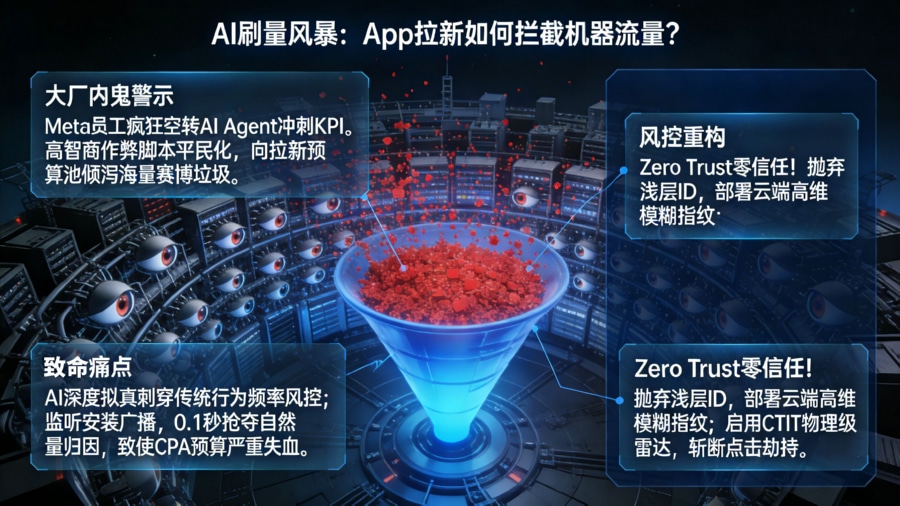 Meta 员工空转 AI 刷业绩引发的 App 拉新拦截机器流量与反作弊重构全景图