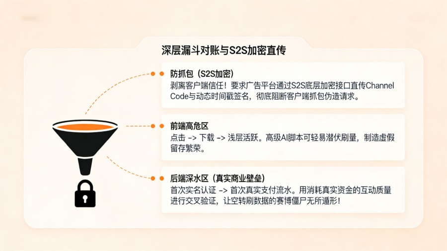对抗高级 AI 机器流量：S2S 强加密直传与涉及资金消耗的深层商业事件交叉对账漏斗