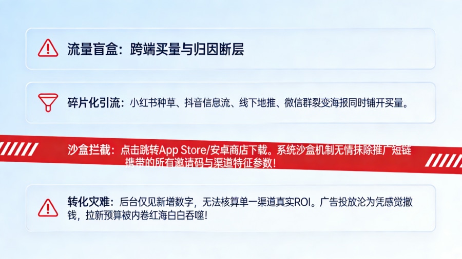 新 App 跨端多渠道买量推广与社交裂变面临的系统沙盒隔离与 ROI 归因黑洞模型
