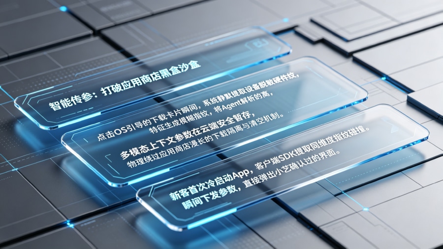 智能传参安装技术基于云端模糊指纹提取缝合应用商店沙盒断点实现系统意图参数跨端还原架构图