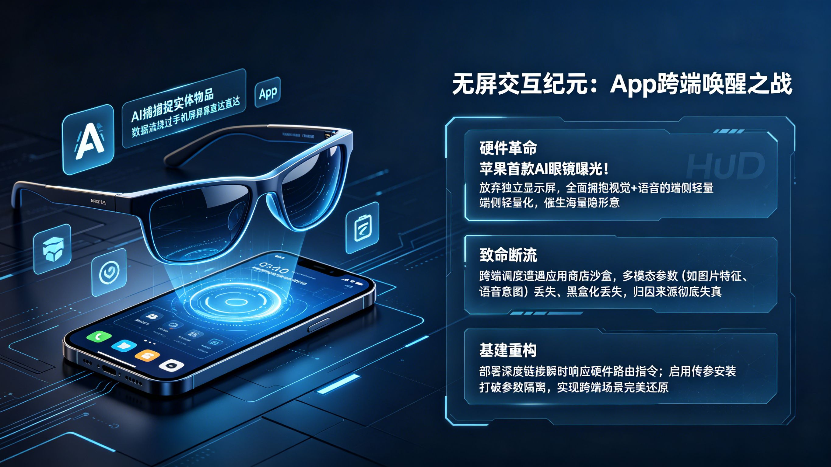 苹果 AI 眼镜无屏交互与 App 跨端唤醒全景图