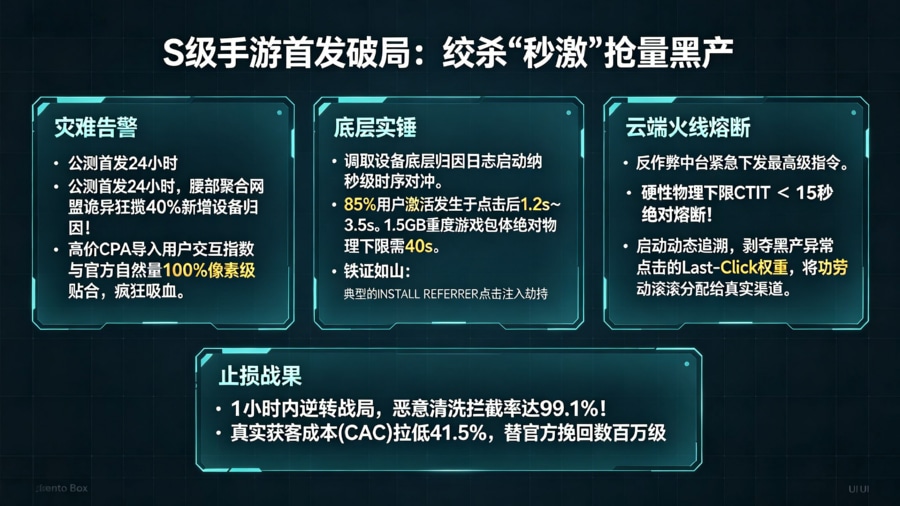 重度手游首发绞杀&ldquo;秒激&rdquo;黑产排障复盘看板