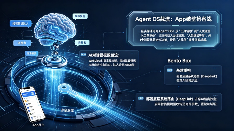 巨头押注电商 Agent OS 引发入口截流与 App 破壁抢客全景图