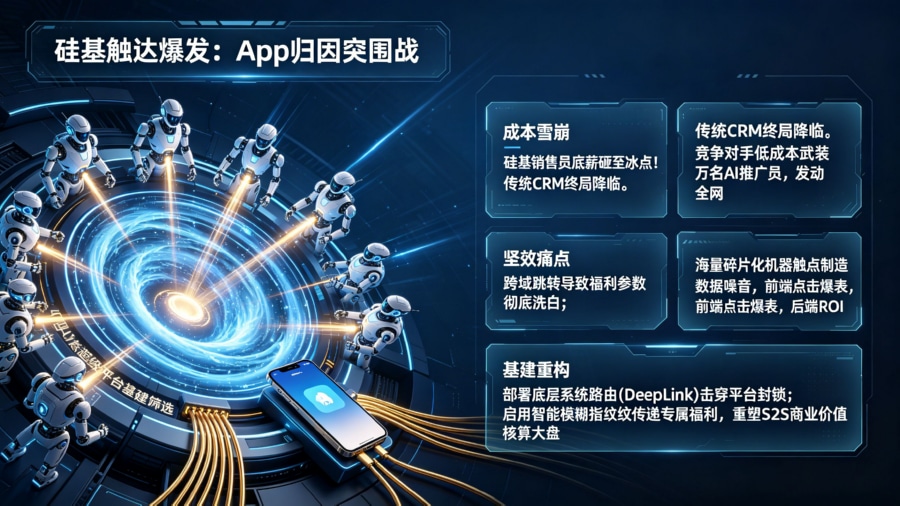 硅基销售员爆发与 App 全渠道归因突围全景图