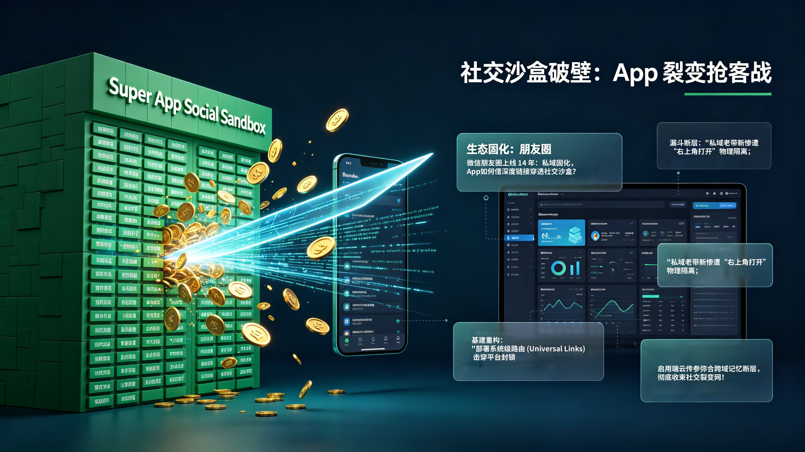 微信朋友圈 14 年私域固化与 App 深度链接穿透全景图