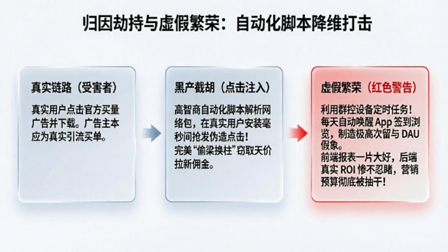 机器自动化脚本劫持买量归因与虚假繁荣威胁模型