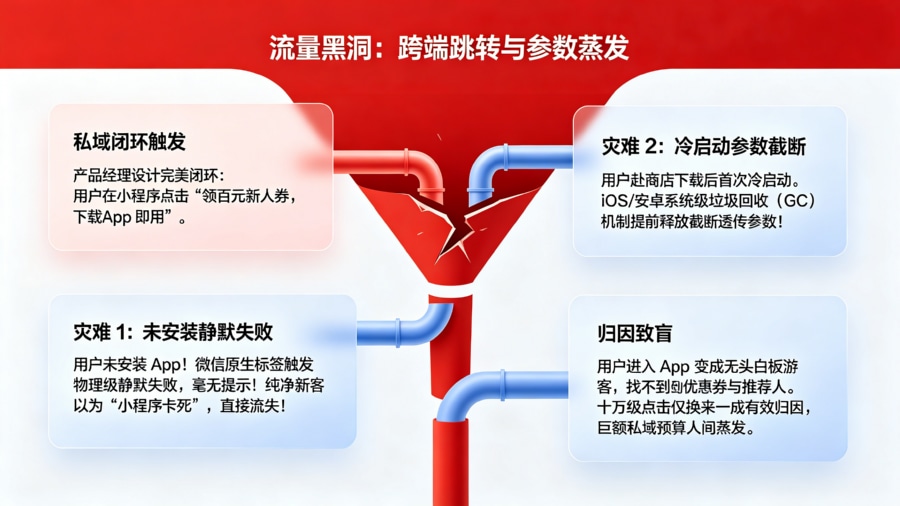 小程序跳转 App 跨端断层与流量蒸发漏斗模型