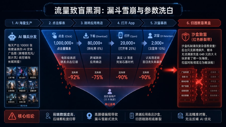 海量 AI 广告测试下的漏斗雪崩与归因致盲黑盒模型
