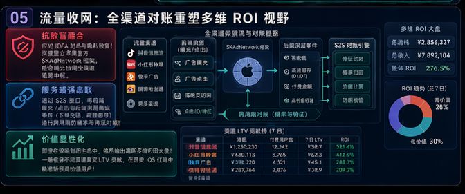 SKAN 框架下全渠道多维数据穿透与真实 ROI 显性化大屏
