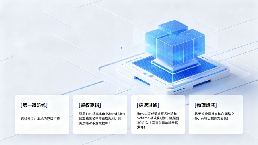 边缘网关层鉴权拦截与内存级物理熔断拓扑
