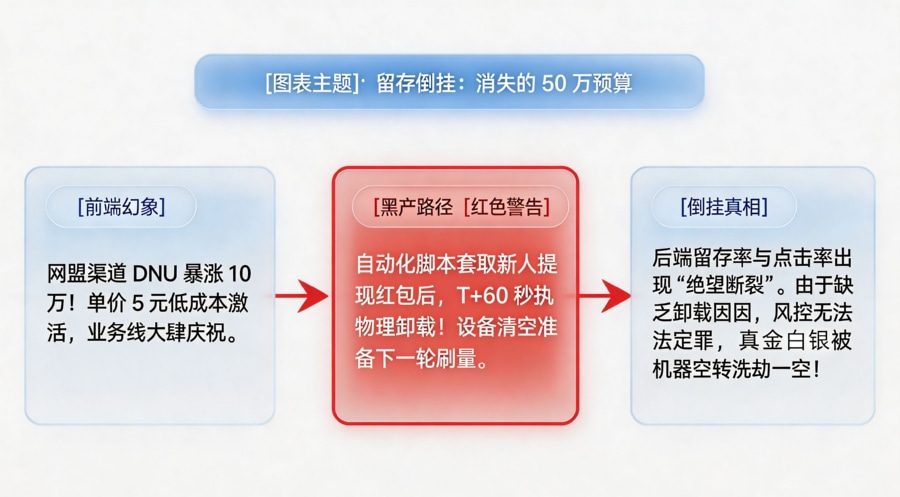 群控脚本&ldquo;秒卸载&rdquo;导致的留存倒挂假象模型