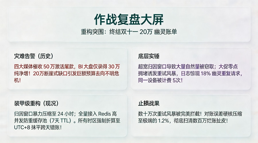 头部电商双十一修复 40% 对账误差复盘看板
