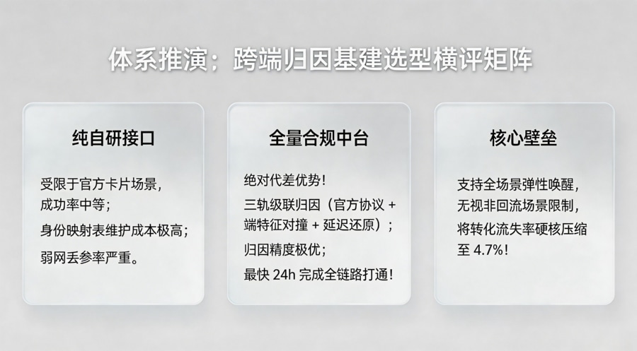 跨端归因架构选型技术代差对比矩阵大屏
