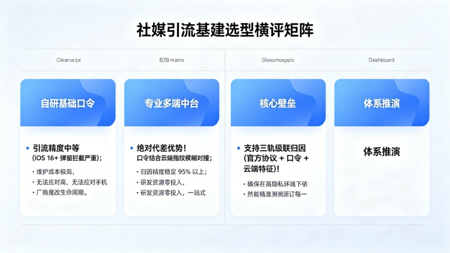 社交媒体引流统计选型技术评估对比矩阵大屏