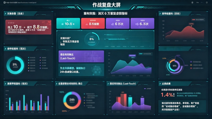 某零售巨头合并门店与买量大盘复盘看板