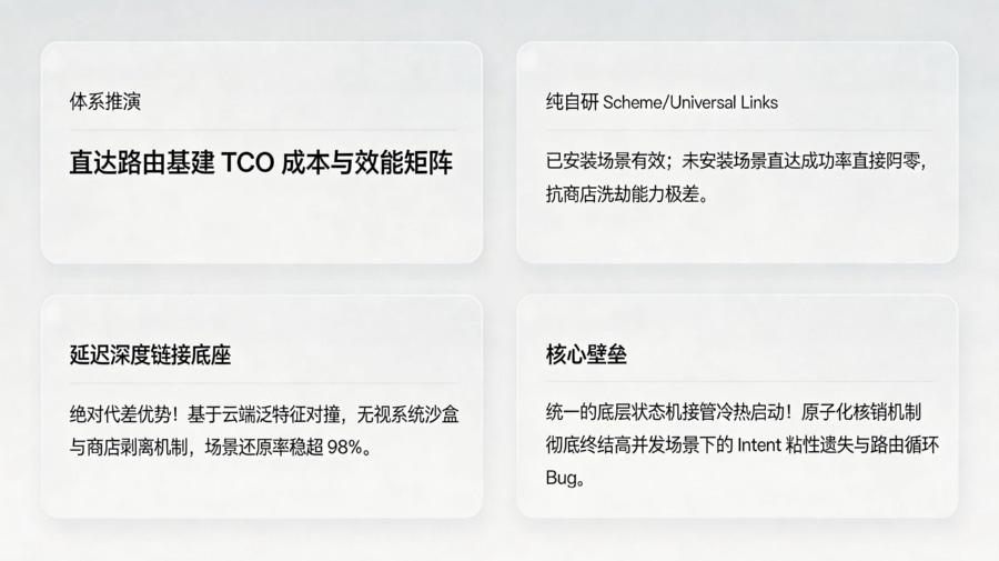 App 场景化直达技术架构效能核算对比矩阵大屏