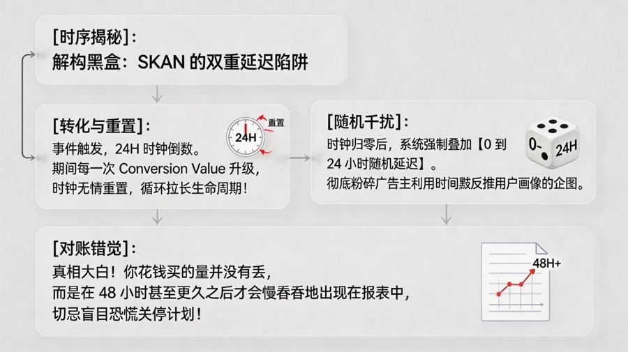 SKAdNetwork 随机延迟计时器黑盒时序图