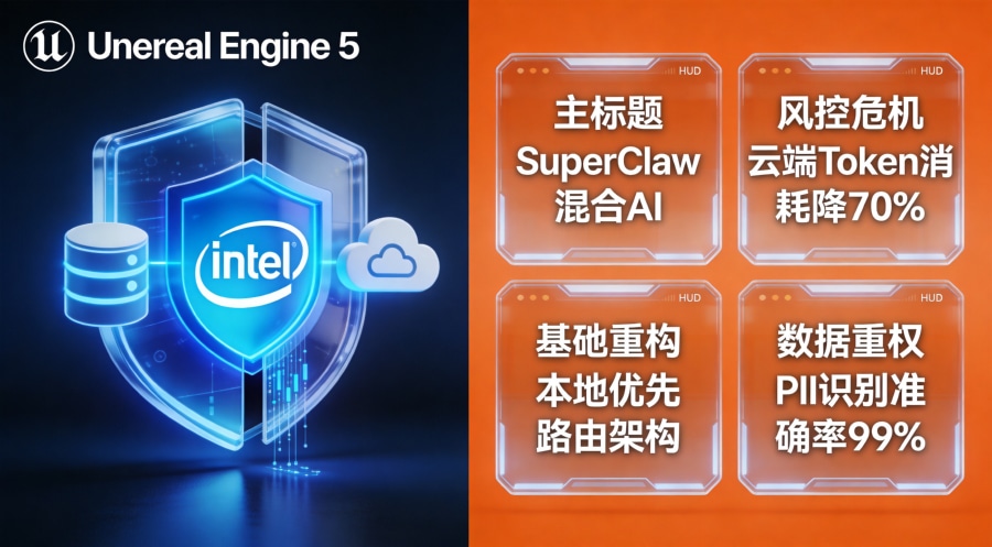 英特尔SuperClaw混合AI架构封面,本地优先路由与云端协同的隐私算力边界