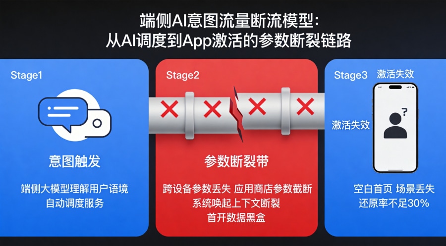端侧AI意图流量断流模型,从AI调度到App激活四类参数丢失断点可视化