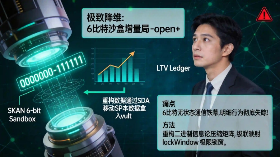 SKAdNetwork 6比特二进制转化值优化全景图,展示从受限沙盒到高置信度 LTV 估算模型的架构重构。