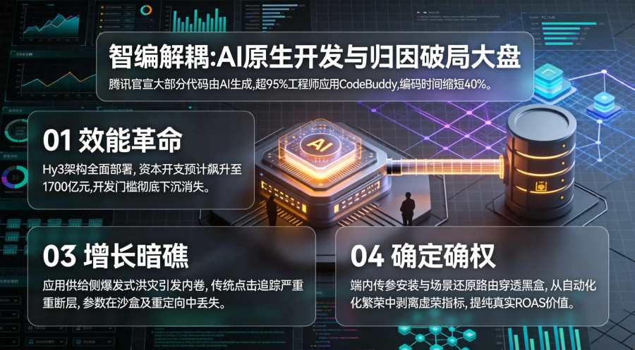 腾讯云大部分代码AI生成、CodeBuddy全流程工程实践与全渠道传参安装确权全景总结海报