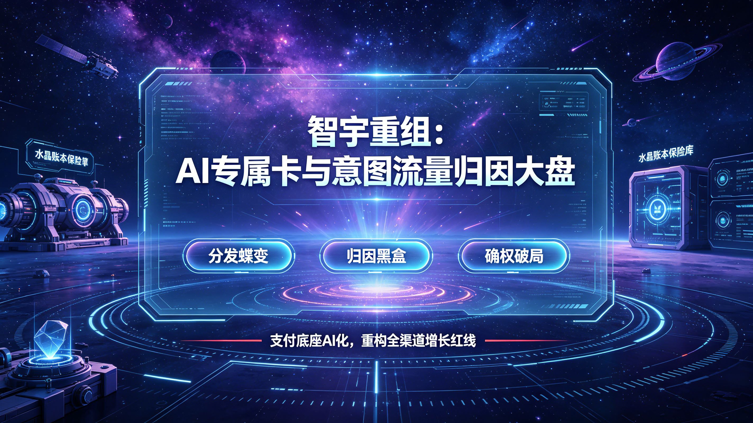 宇宙科技风&middot;全链路归因与AI智能分发海报