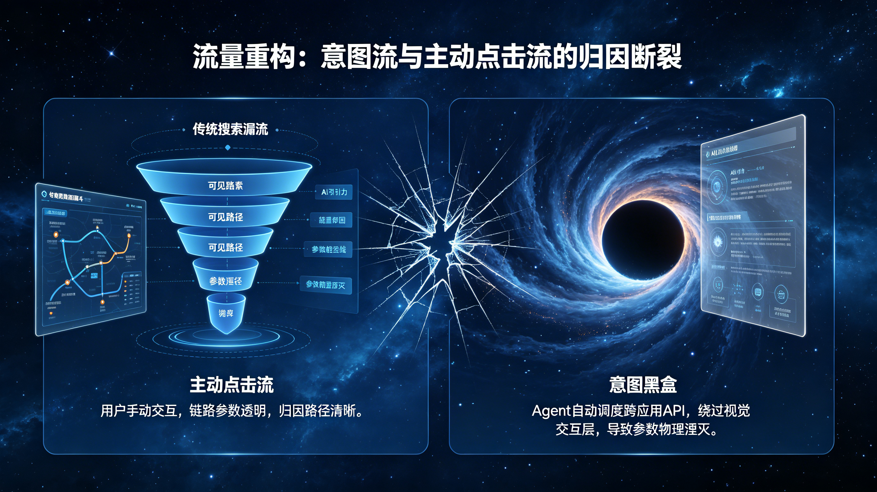 宇宙科技风&middot;意图流与主动流分发黑盒模型图
