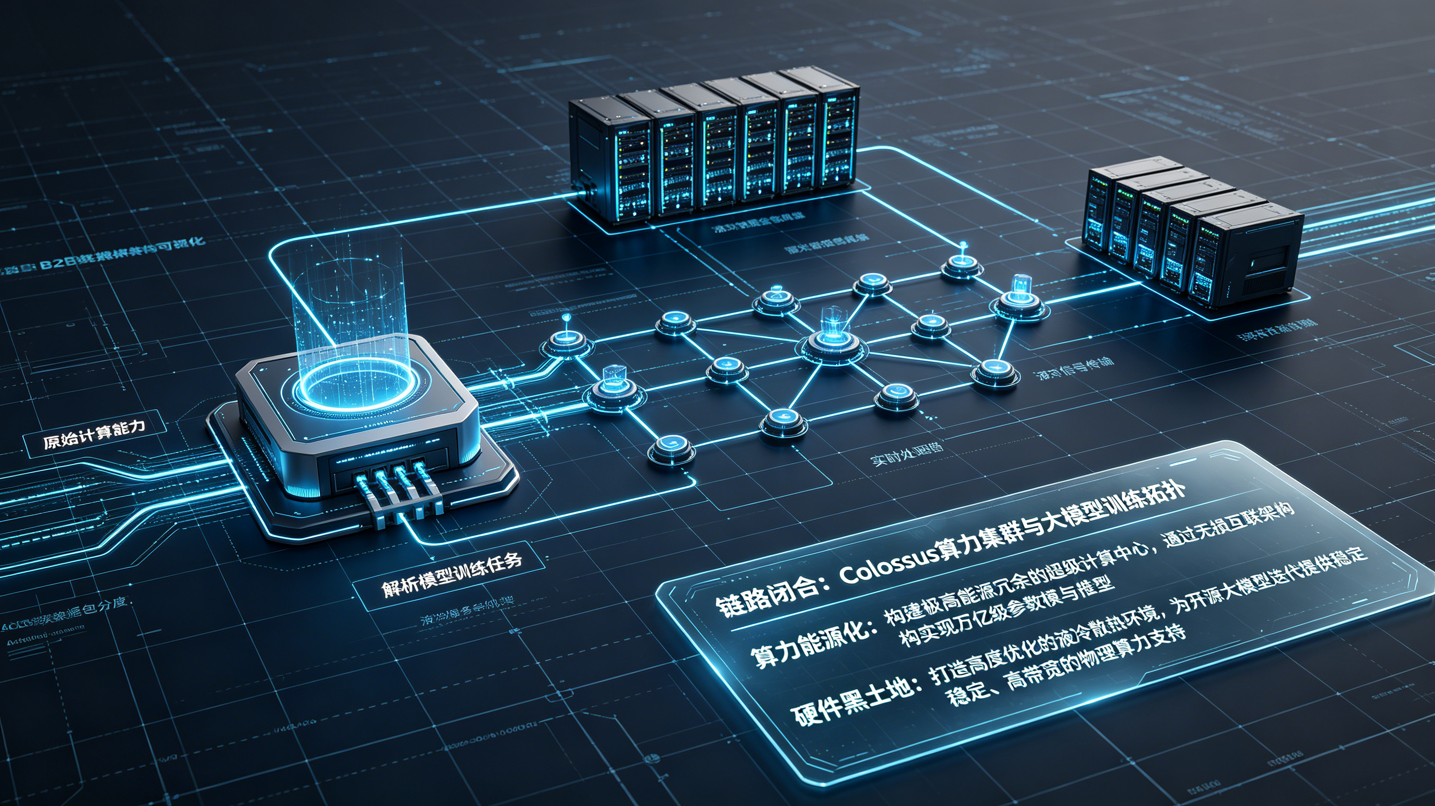 Colossus 2算力集群调度与大模型训练拓扑图