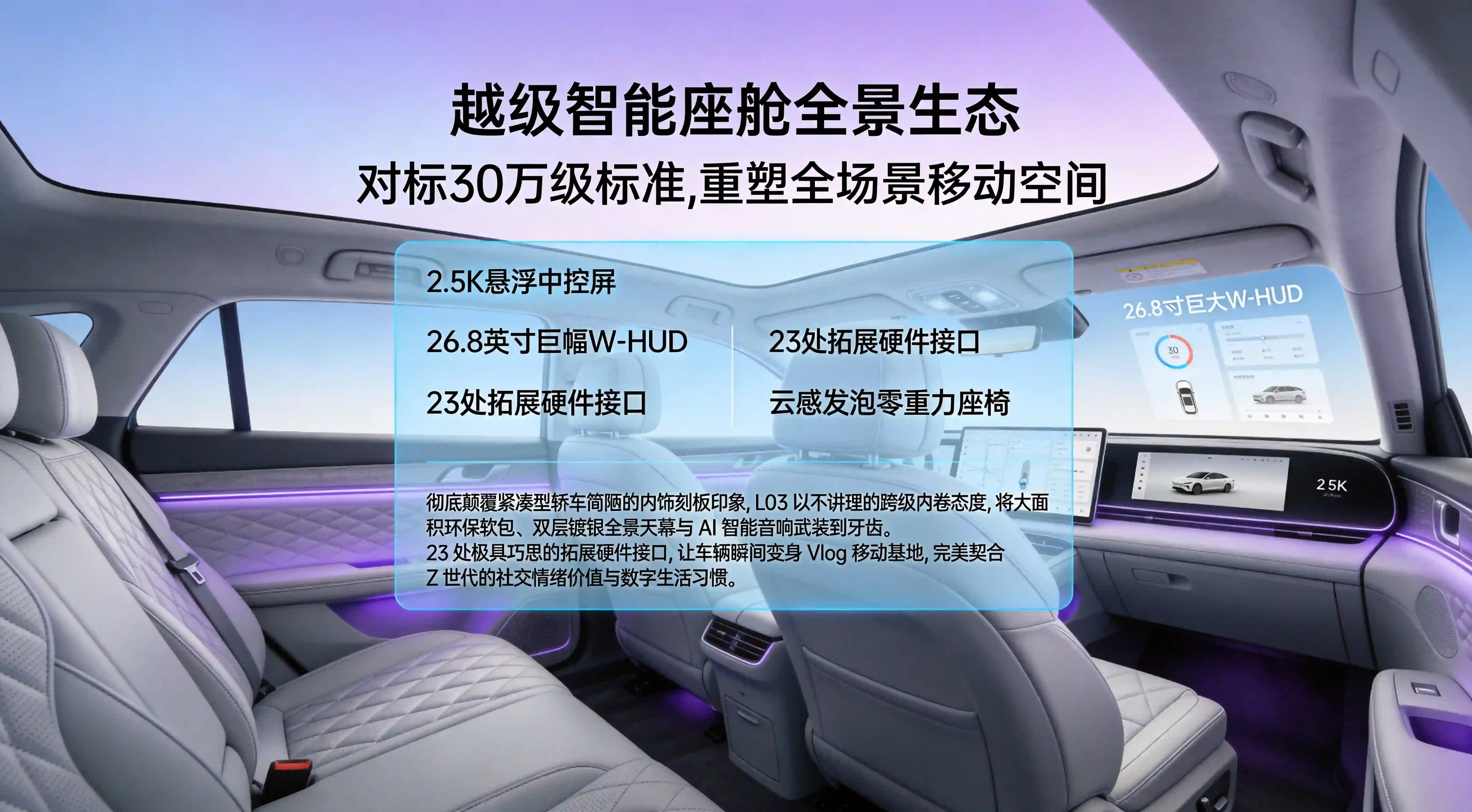对标30万级开发标准的MONA L03跨级全场景智能座舱生态看板