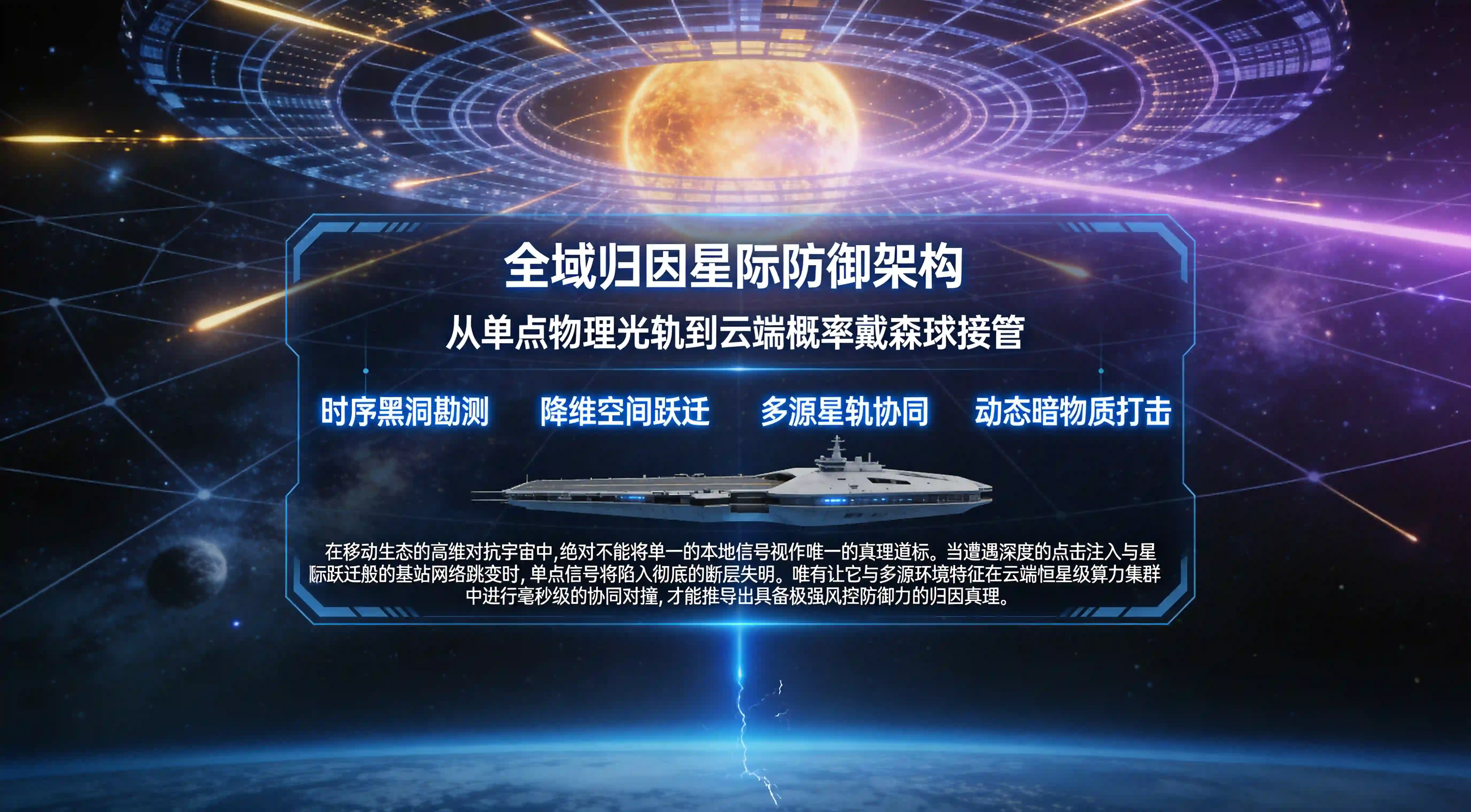 基于宇宙科技风的云端概率协同归因防御星图与戴森球架构