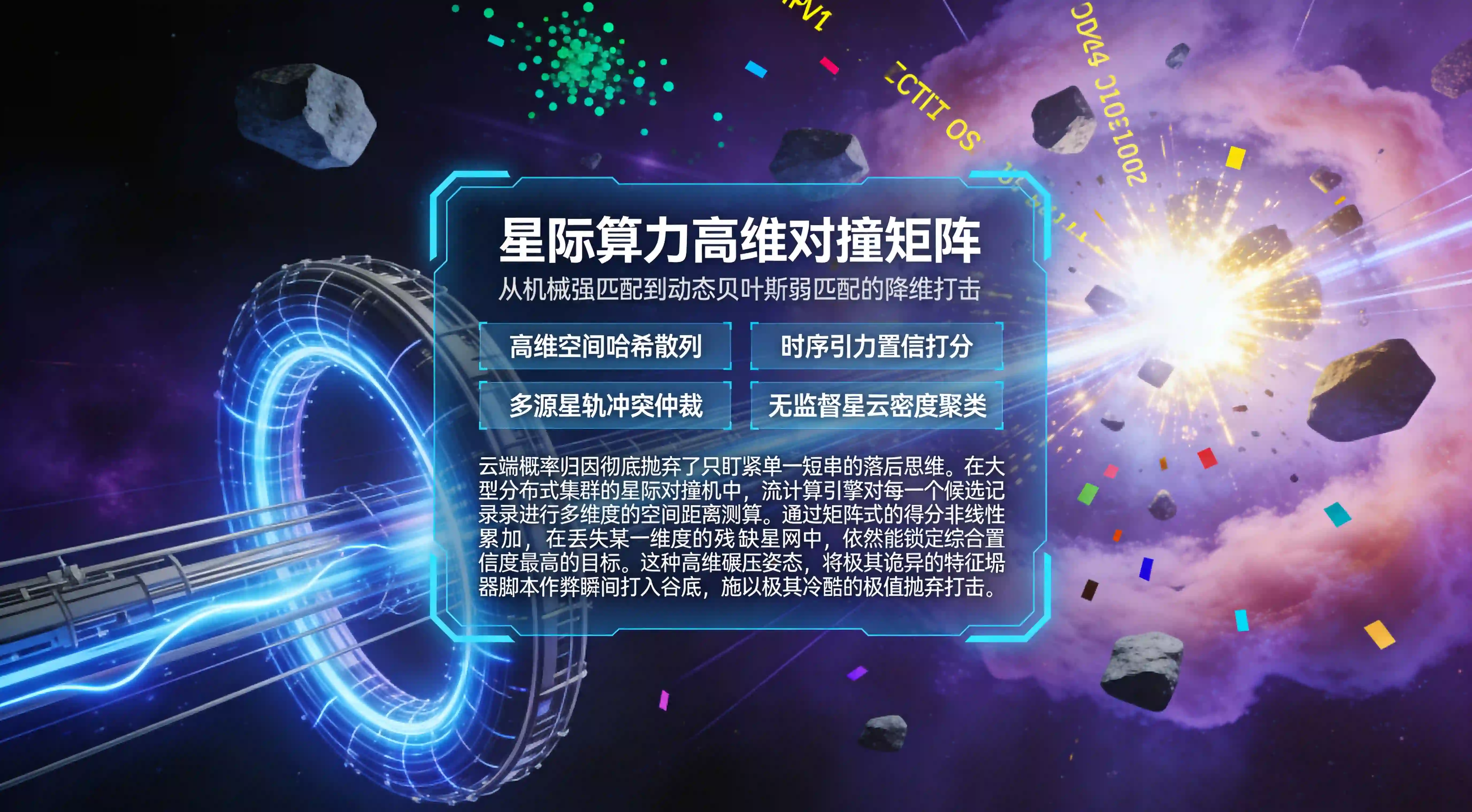 宇宙级多源特征流处理对撞机与概率打分引擎看板