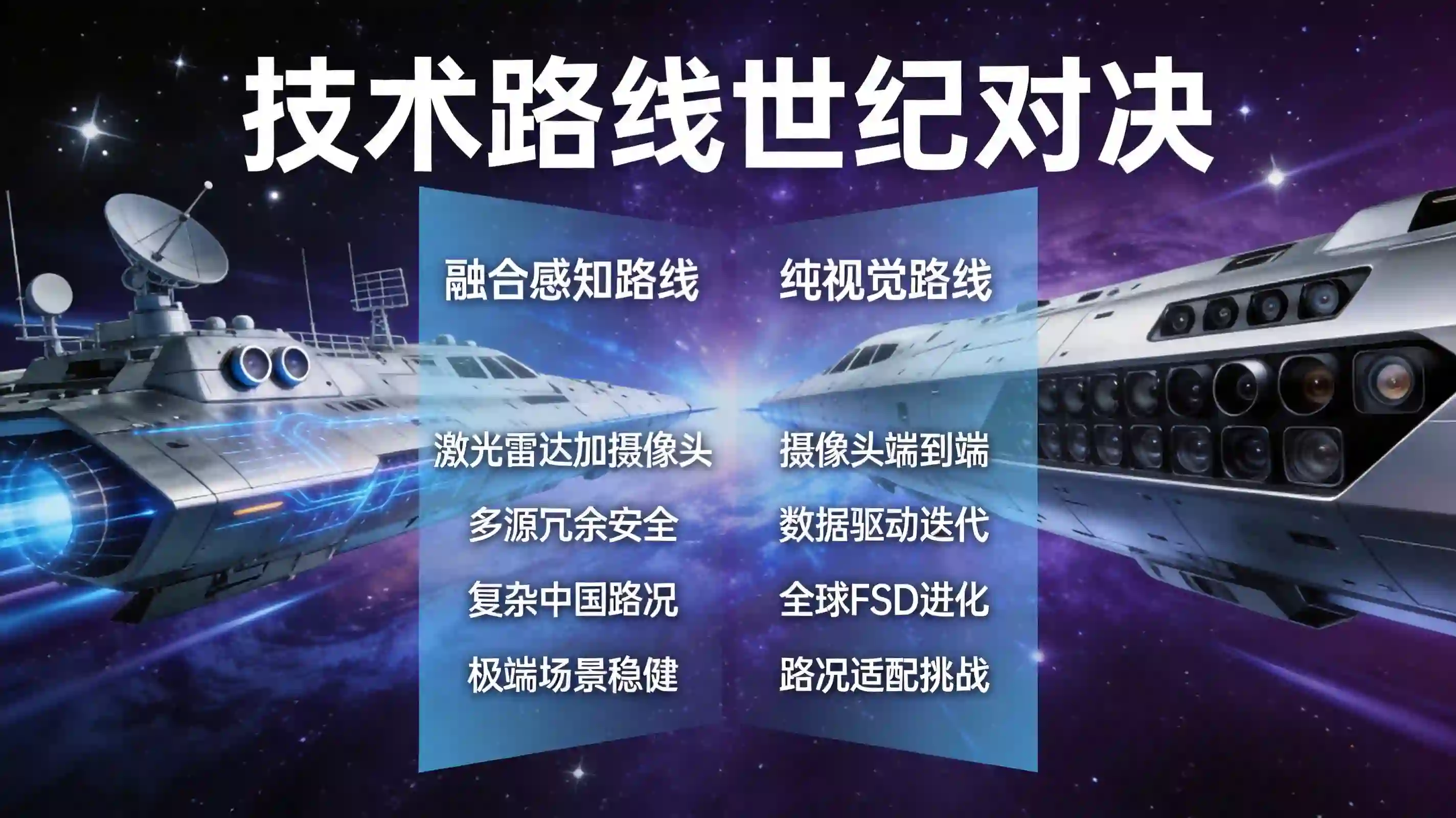 华为融合感知与特斯拉FSD纯视觉的技术路线宇宙对撞看板