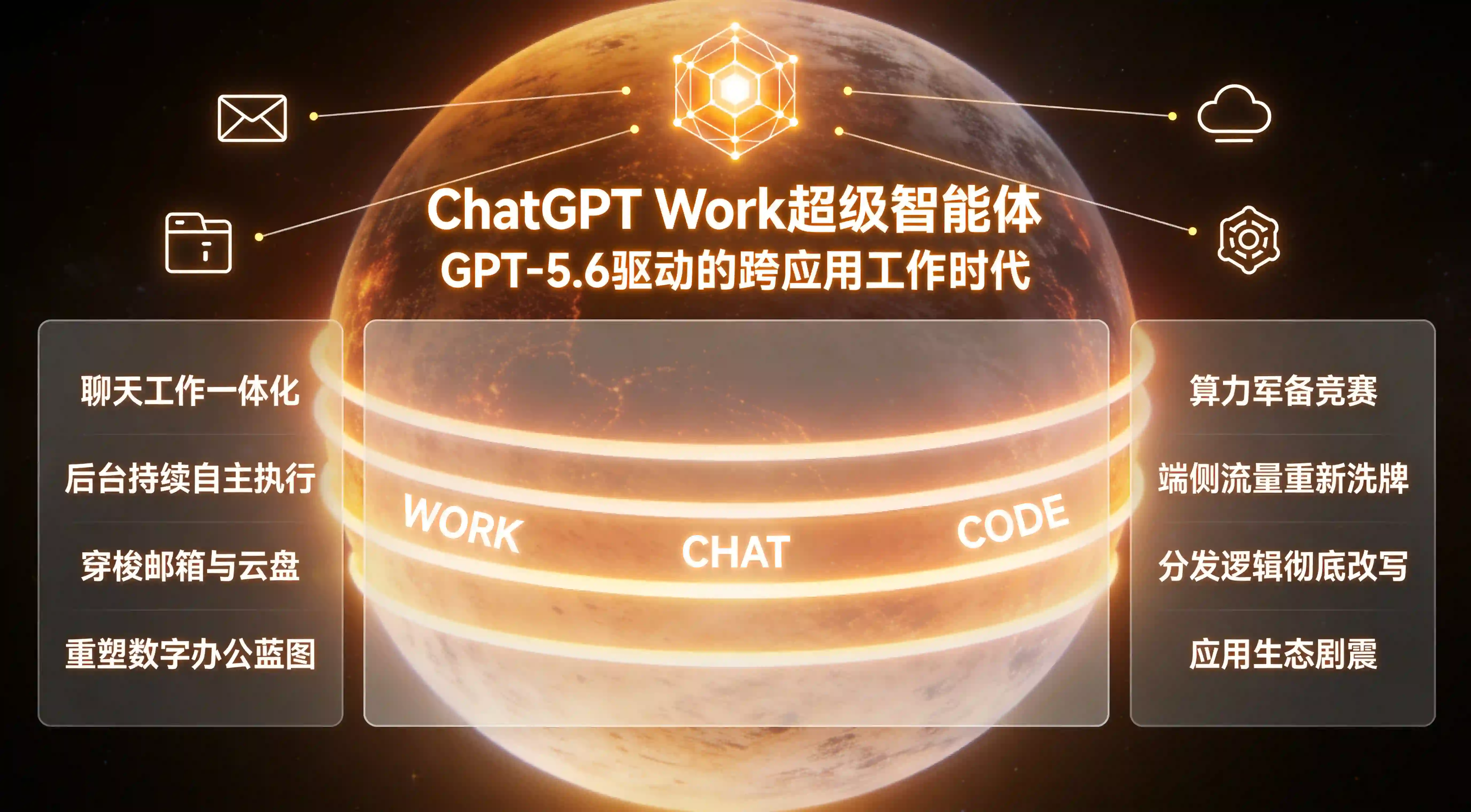 ChatGPT Work超级智能体与GPT-5.6算力洪峰宇宙巨幕看板