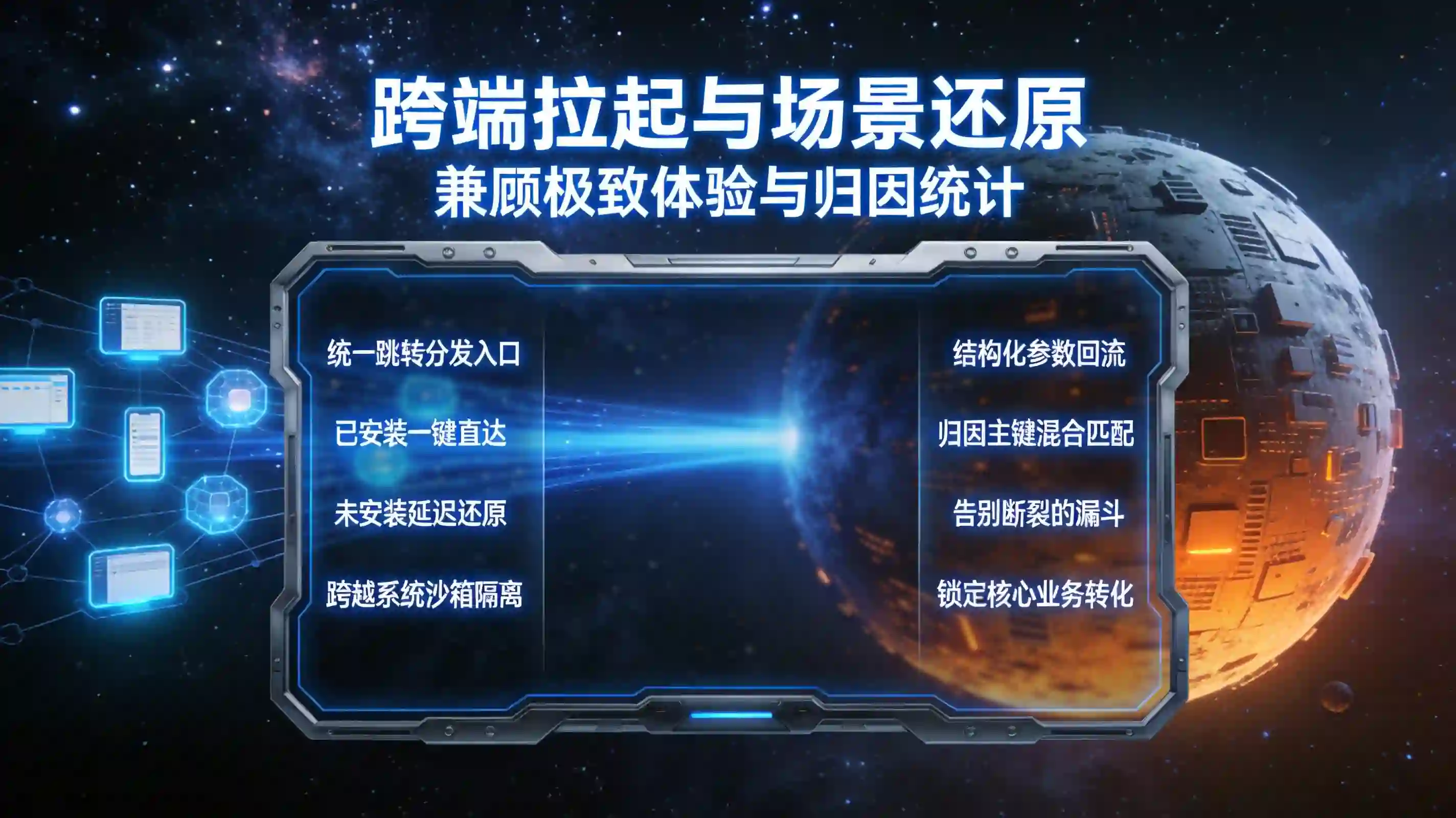 网页一键直达与跨端场景还原架构宇宙巨幕看板