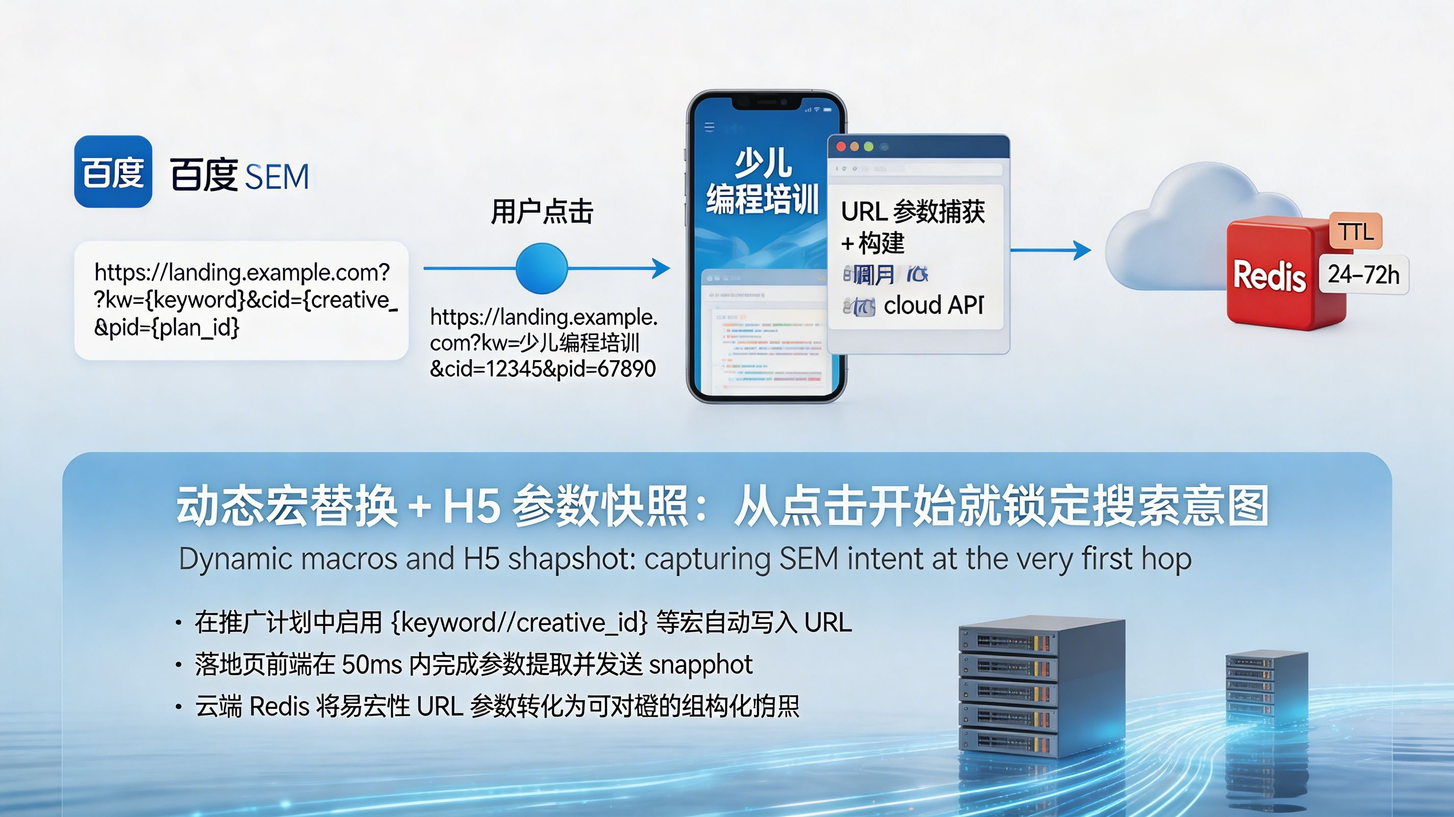 创意参数宏替换 + H5 参数快照