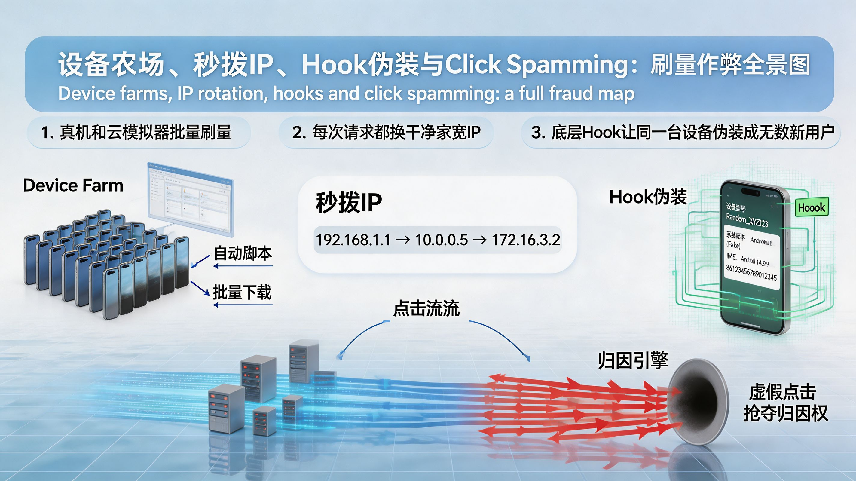 设备农场、秒拨 IP 与 Click Spamming