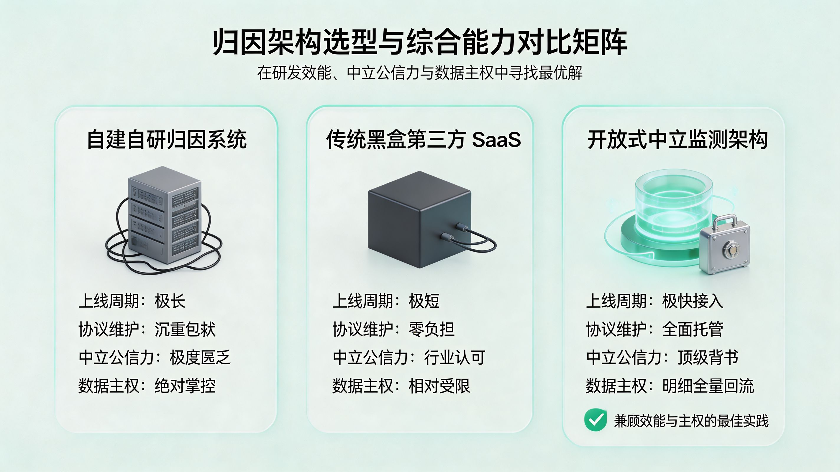 不同归因架构的综合能力矩阵对比