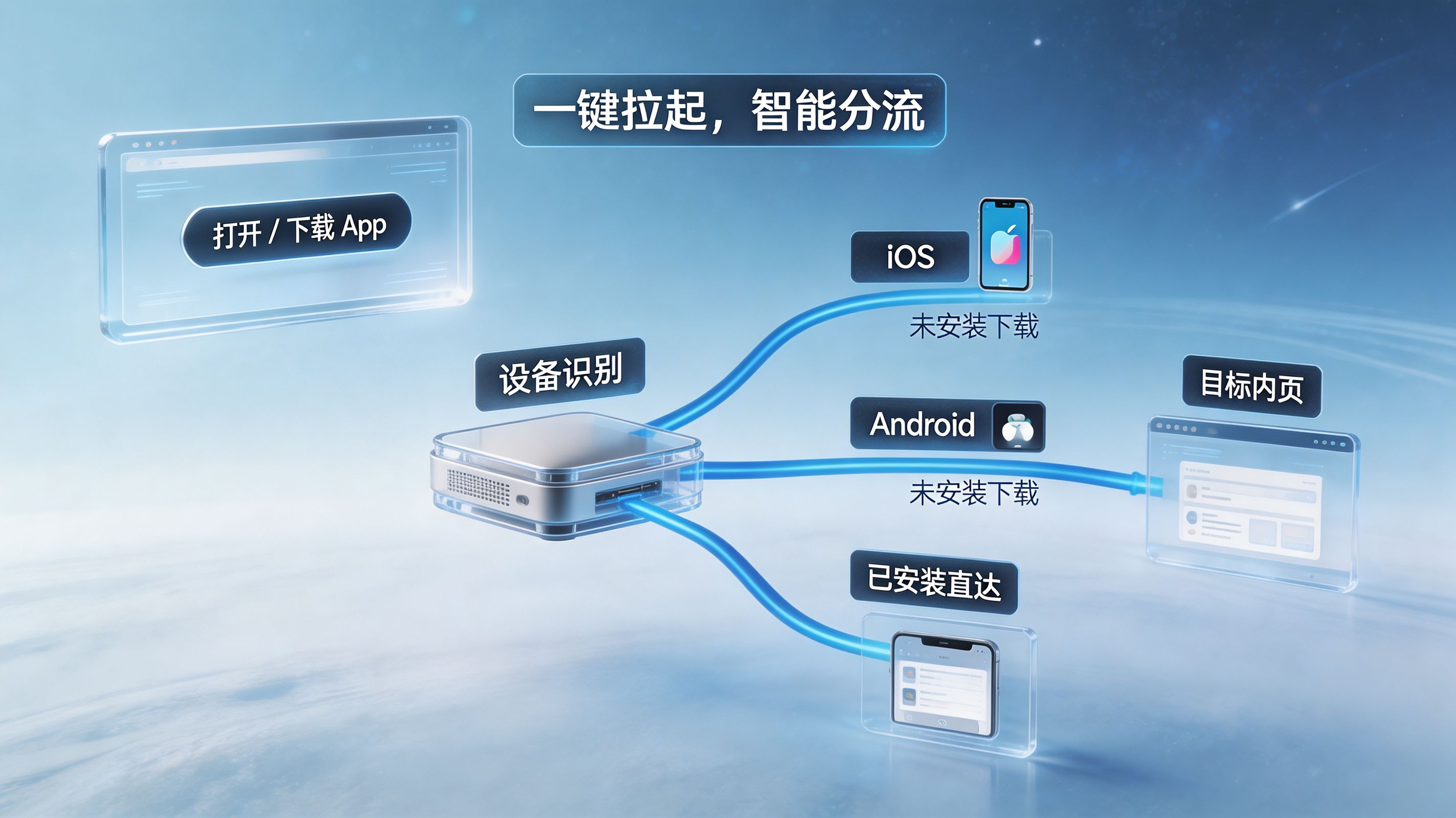 一键拉起与设备智能分流