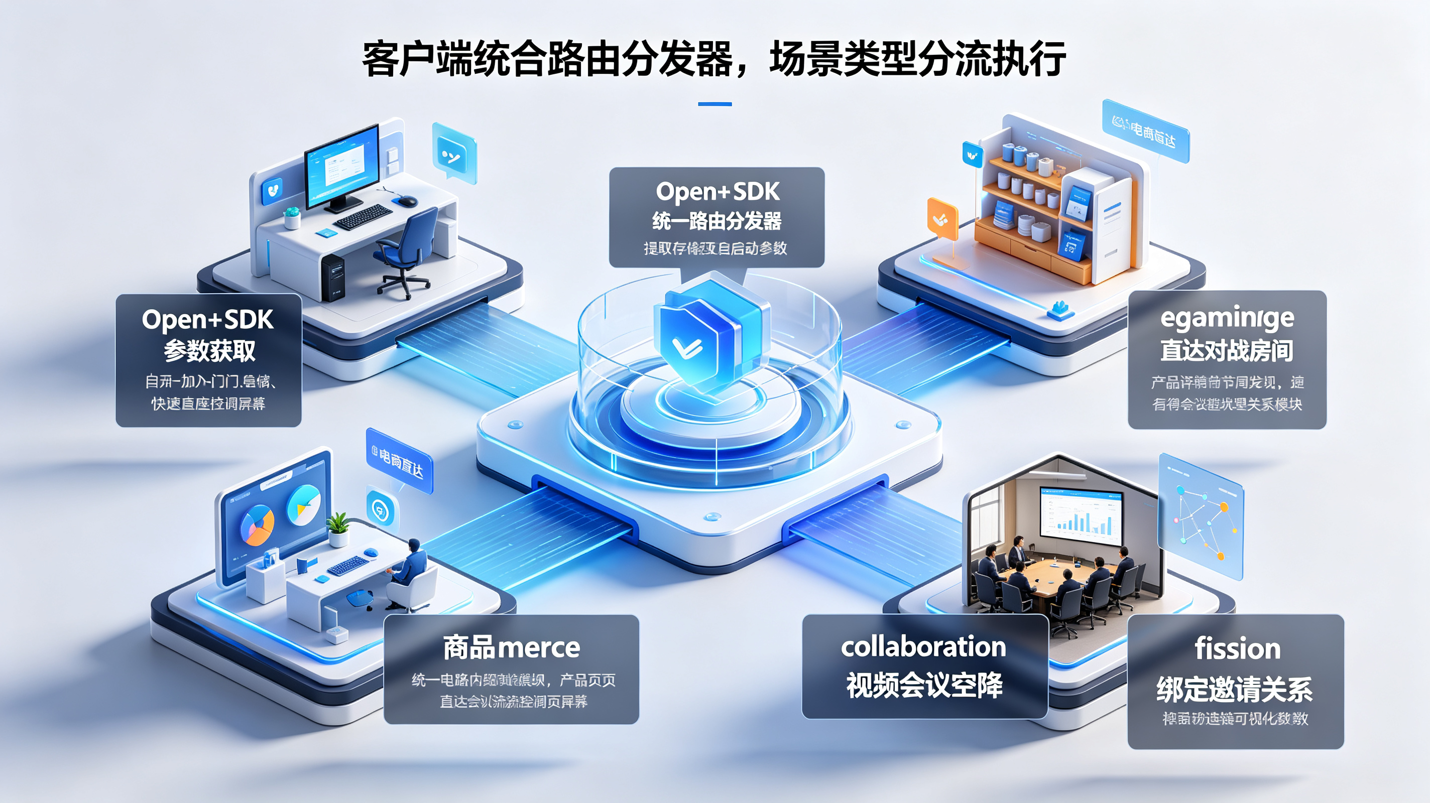 客户端统合路由分发器与场景类型分流执行